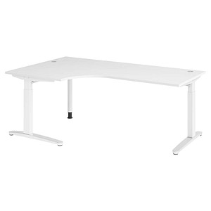 HAMMERBACHER VXB82 höhenverstellbarer Schreibtisch weiß L-Form, C-Fuß-Gestell weiß 200,0 x 120,0 cm
