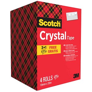 3 + 1 GRATIS: Scotch Crystal Klebefilm kristall-klar 19,0 mm x 33,0 m 3 Rollen + GRATIS 1 Rollen