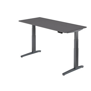 HAMMERBACHER XBHM19 elektrisch höhenverstellbarer Schreibtisch grafit rechteckig, C-Fuß-Gestell grau 180,0 x 80,0 cm