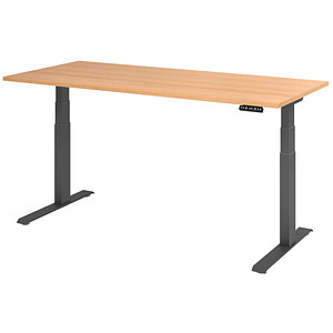 HAMMERBACHER XDKB19 elektrisch höhenverstellbarer Schreibtisch eiche rechteckig, C-Fuß-Gestell grau 180,0 x 80,0 cm