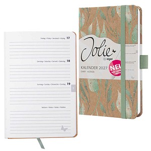 SIGEL Buchkalender Jolie 2027 Sparkle Leaves, 1 St.