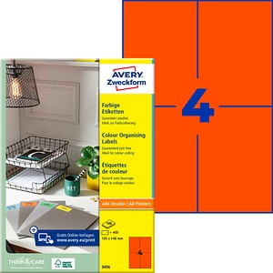 AVERY Zweckform Etiketten 3456 rot 105,0 x 148,0 mm, 100 Blatt