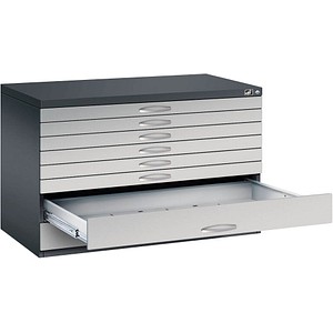 CP 7100 Planschrank schwarzgrau, weißaluminium 8 Schubladen 110,0 x 76,5 x 76,0 cm, 1 St.