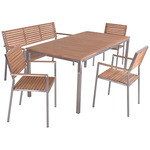 Garden Pleasure Sitzgruppe DENVER, silber Holz, Metall, 5 tlg.