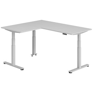 HAMMERBACHER XDSMW1908 elektrisch höhenverstellbarer Schreibtisch lichtgrau rechteckig, T-Fuß-Gestell silber 180,0 x 160,0 cm