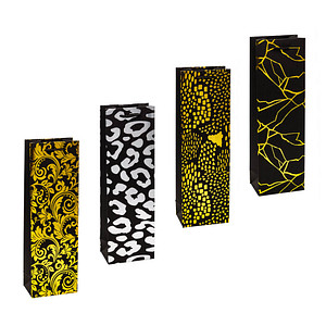 TSI Geschenktüten für Flaschen PREMIUM DESIGN Motiv sortiert 12,0 x 38,0 cm, 12 St.