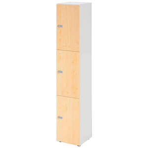 HAMMERBACHER Schließfachschrank weiß, ahorn V264L3/W/3/ZS, 3 Schließfächer 40,0 x 42,0 x 215,6 cm