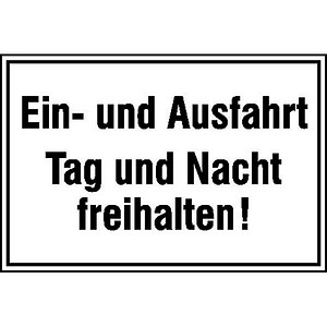 SafetyMarking® Hinweisschild "Ein- und Ausfahrt Tag und Nacht freihalten" rechteck 25,0 x 15,0 cm, 1 St.