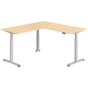 HAMMERBACHER XDSMW1912 elektrisch höhenverstellbarer Schreibtisch ahorn rechteckig, T-Fuß-Gestell silber 180,0 x 200,0 cm