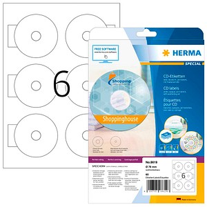HERMA CD-Etiketten 8619 weiß, 60 Etiketten