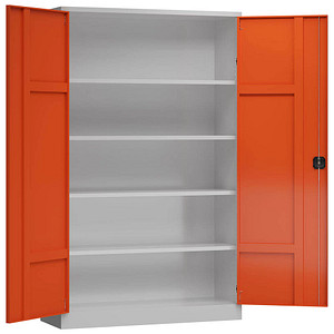 ClassiX Stahlschrank X-530384 feuerrot, lichtgrau 4 Fachböden 120,0 x 60,0 x 194,5 cm, aufgebaut, 1 St.