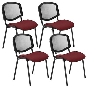 Nowy Styl Besucherstühle Iso Ergo Mesh bordeaux Stoff, 4 St.