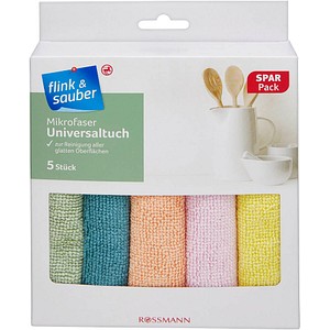 flink & sauber Mikrofasertücher Polyester 60 °C waschbar, 5 St.