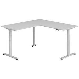 HAMMERBACHER XDSMW1912 elektrisch höhenverstellbarer Schreibtisch lichtgrau rechteckig, T-Fuß-Gestell silber 180,0 x 200,0 cm