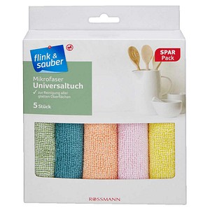 flink & sauber Mikrofasertücher Polyester 60 °C waschbar, 5 St.