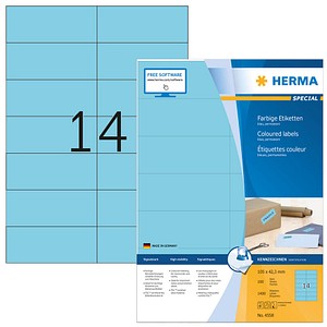 HERMA Etiketten 4558 blau 105,0 x 42,3 mm, 100 Blatt