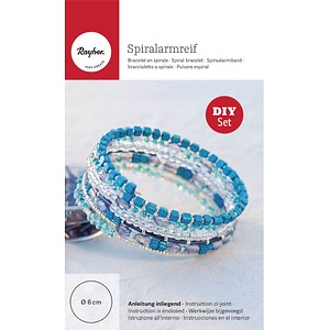 Rayher Bastelset Spiralarmreif mit Perlen blau/türkis