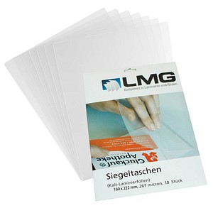 LMG Kaltlaminierfolien glänzend für A5 Vorderseite: 67 micron / Rückseite: 200 micron, 10 St.