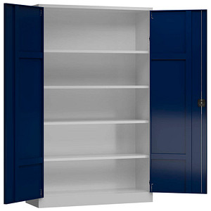 ClassiX Stahlschrank X-530381 enzianblau, lichtgrau 4 Fachböden 120,0 x 60,0 x 194,5 cm, aufgebaut, 1 St.