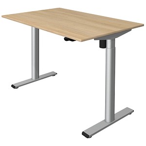 Kerkmann Move 1 base elektrisch höhenverstellbarer Schreibtisch eiche hell rechteckig, T-Fuß-Gestell silber 120,0 x 80,0 cm