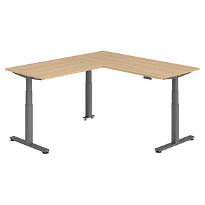 HAMMERBACHER XDSMW1912 elektrisch höhenverstellbarer Schreibtisch eiche rechteckig, T-Fuß-Gestell grau 180,0 x 200,0 cm