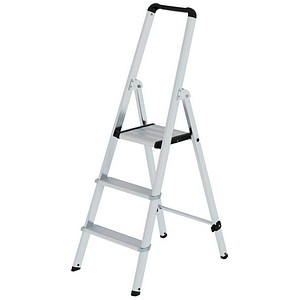 MUNK Stehleiter einseitig 11223 silber 3 Stufen, H: 131,0 cm