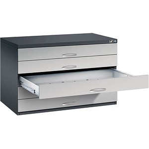 CP 7100 Planschrank schwarzgrau, weißaluminium 5 Schubladen 110,0 x 76,5 x 76,0 cm, 1 St.