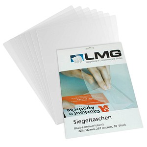 LMG Kaltlaminierfolien glänzend für A4 Vorderseite: 67 micron / Rückseite: 200 micron, 10 St.