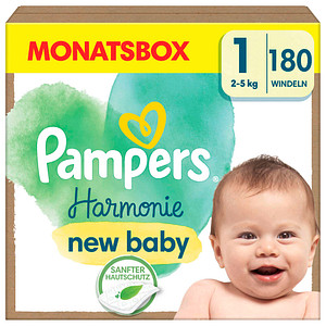 Pampers® Windeln Harmonie™ Größe Gr.1 (2-5 kg) für Neugeborene (0-3 Monate), 180 St.