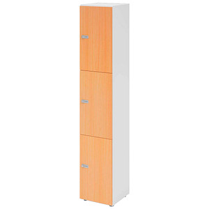 HAMMERBACHER Schließfachschrank weiß, buche V264L3/W/6/ZS, 3 Schließfächer 40,0 x 42,0 x 215,6 cm