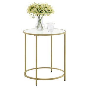 VASAGLE Beistelltisch rund Glas gold 50,0 x 50,0 x 55,0 cm, 1 St.