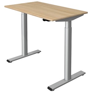 Kerkmann Move 1 base elektrisch höhenverstellbarer Schreibtisch eiche hell rechteckig, T-Fuß-Gestell silber 100,0 x 60,0 cm