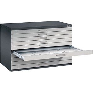 CP 7100 Planschrank schwarzgrau, weißaluminium 10 Schubladen 110,0 x 76,5 x 76,0 cm, 1 St.