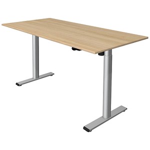 Kerkmann Move 1 base elektrisch höhenverstellbarer Schreibtisch eiche hell rechteckig, T-Fuß-Gestell silber 160,0 x 80,0 cm