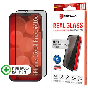 DISPLEX® Real Glass Display-Blickschutzglas für Apple iPhone 13, iPhone 13 Pro, iPhone 14, iPhone 16e
