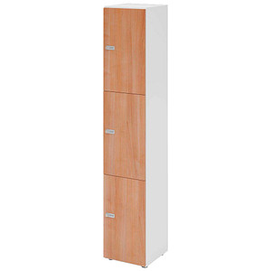 HAMMERBACHER Schließfachschrank weiß, nussbaum V264L3/W/N/ZS, 3 Schließfächer 40,0 x 42,0 x 215,6 cm