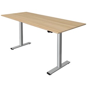 Kerkmann Move 1 base elektrisch höhenverstellbarer Schreibtisch eiche hell rechteckig, T-Fuß-Gestell silber 180,0 x 80,0 cm