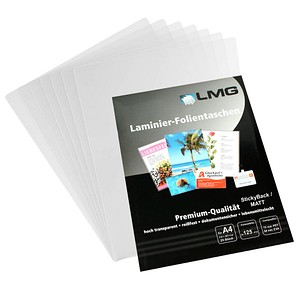 LMG Laminierfolien matt für A4 125 micron selbstklebender Rücken, 25 St.