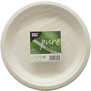 PAPSTAR Zuckerrohr-Teller pure weiß Ø 23,0 cm, 50 St.