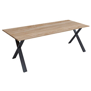 VCM my office Lona Schreibtisch sonoma-eiche rechteckig, X-Fuß-Gestell schwarz 160,0 x 80,0 cm