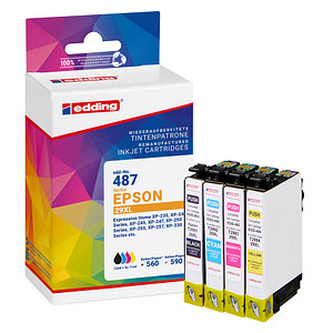 edding EDD-487 schwarz, cyan, magenta, gelb Druckerpatrone kompatibel zu EPSON 29XL / T2996XL, 4er-Set