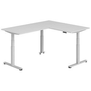 HAMMERBACHER XDSMW1612 elektrisch höhenverstellbarer Schreibtisch lichtgrau rechteckig, T-Fuß-Gestell silber 160,0 x 200,0 cm