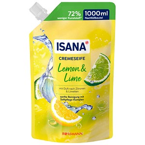 ISANA Lemon & Lime Flüssigseife Nachfüllpackung 1 l, 1 St.