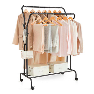 SONGMICS Rollgarderobe schwarz Metall 4 Haken 103,5 x 141,0 / 155,0 cm, 1 St.
