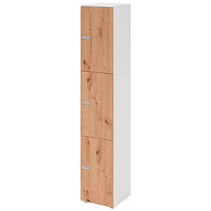 HAMMERBACHER Schließfachschrank weiß, asteiche V264L3/W/R/ZS, 3 Schließfächer 40,0 x 42,0 x 215,6 cm