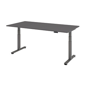 HAMMERBACHER XDSM2E elektrisch höhenverstellbarer Schreibtisch grafit rechteckig, T-Fuß-Gestell grau 200,0 x 100,0 cm