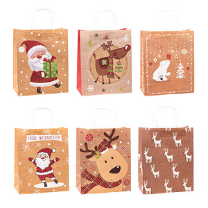 TSI Geschenktüten Weihnachten Serie 1.6 Motiv sortiert 26,0 x 32,0 cm, 12 St.