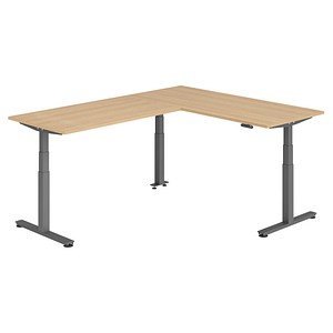 HAMMERBACHER XDSMW1916 elektrisch höhenverstellbarer Schreibtisch eiche rechteckig, T-Fuß-Gestell grau 180,0 x 240,0 cm