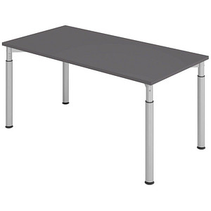 HAMMERBACHER YS16 höhenverstellbarer Schreibtisch grafit rechteckig, 4-Fuß-Gestell silber 160,0 x 80,0 cm