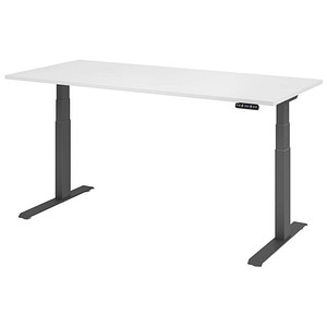 HAMMERBACHER XDKB19 elektrisch höhenverstellbarer Schreibtisch weiß rechteckig, C-Fuß-Gestell grau 180,0 x 80,0 cm